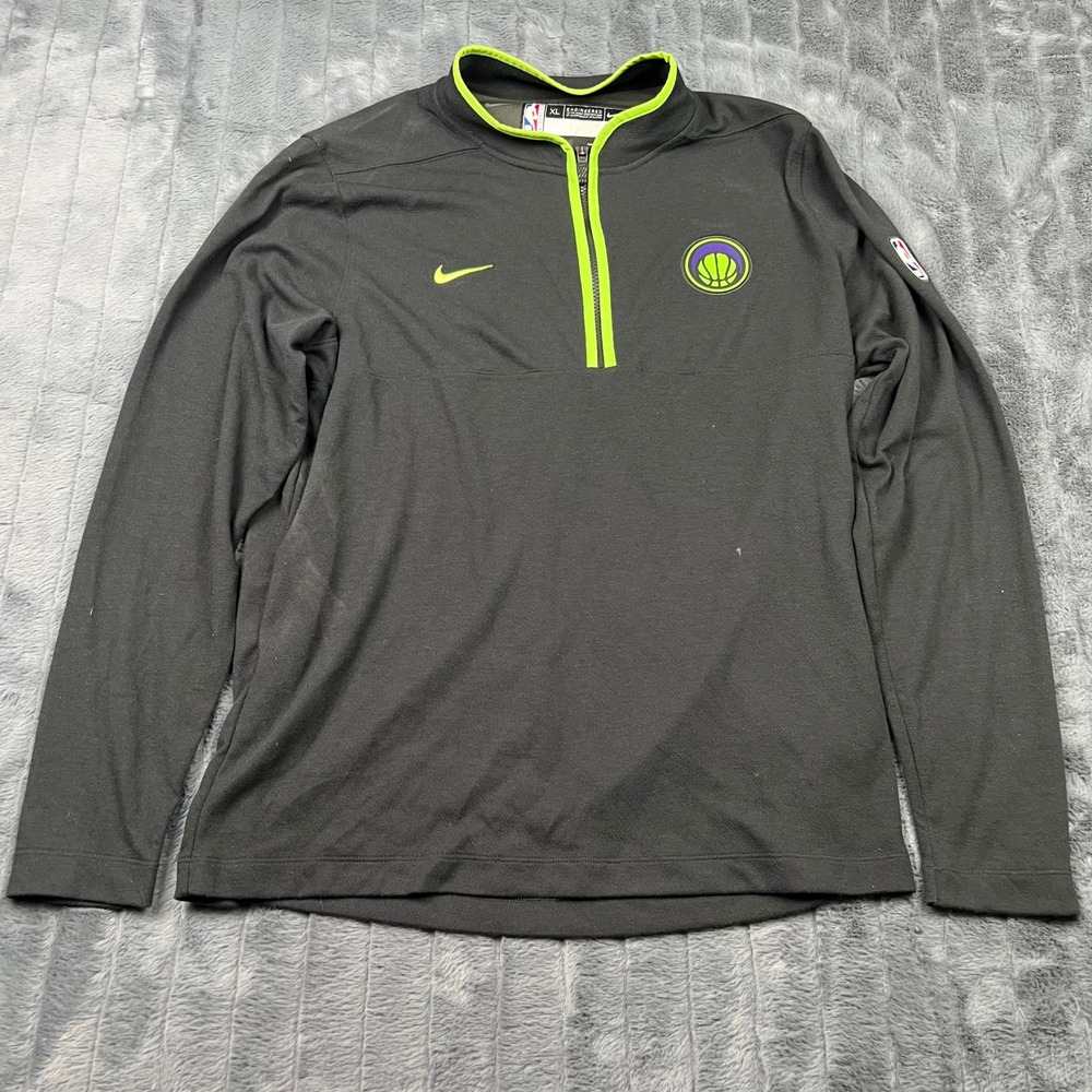 Nike NBA City Edition Quarter Zip Pullover Mens XL Tall Black Neon Lime 11786